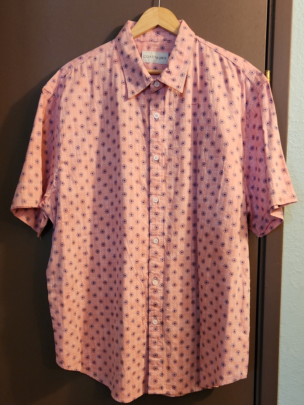 Coastaoro Nordstrom Short-Sleeve Button-Down Cotton Shirt with Sun Print NWT